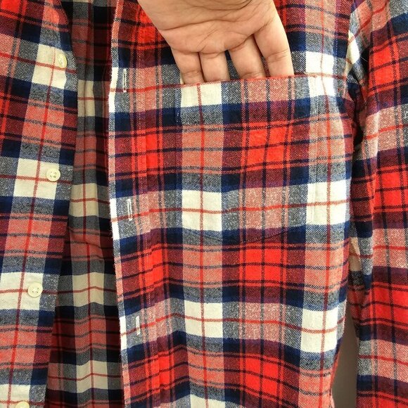 Men's Red/Blue plaid long sleeve button down, XS, Label of Graded Goods by H&M - Picture 4 of 9